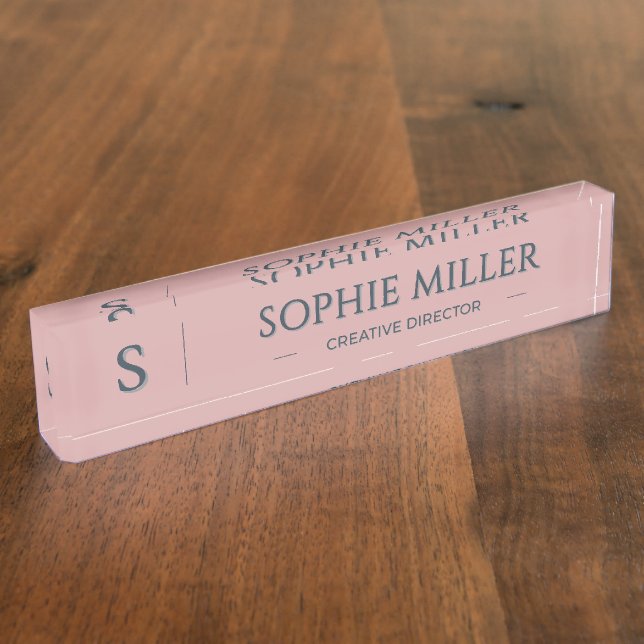 Personalized Charcoal Name Dusty Rose Gift Nameplate (Side)