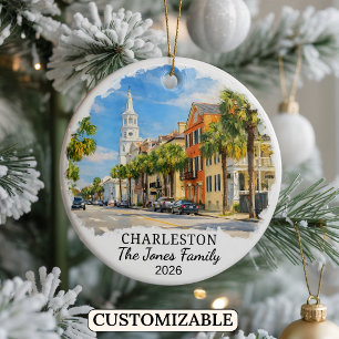 Personalized Charleston, Custom South Carolina Ceramic Ornament