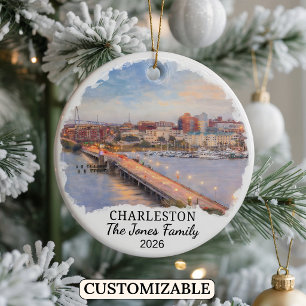 Personalized Charleston, Custom South Carolina Ceramic Ornament