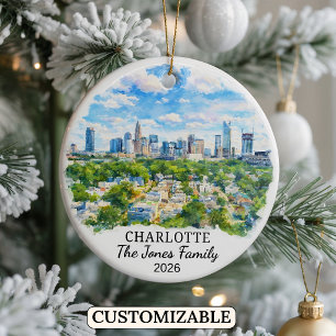 Personalized Charlotte, Custom North Carolina Ceramic Ornament