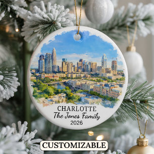Personalized Charlotte, Custom North Carolina Ceramic Ornament