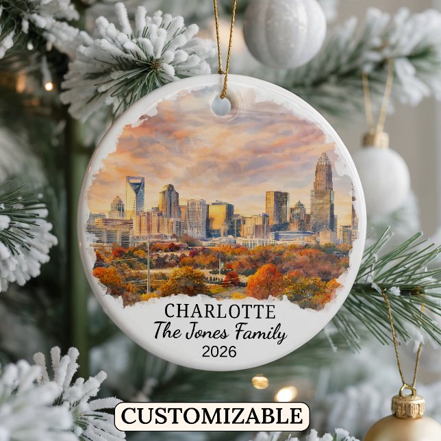 Personalized Charlotte, Custom North Carolina Ceramic Ornament (Creator Uploaded)