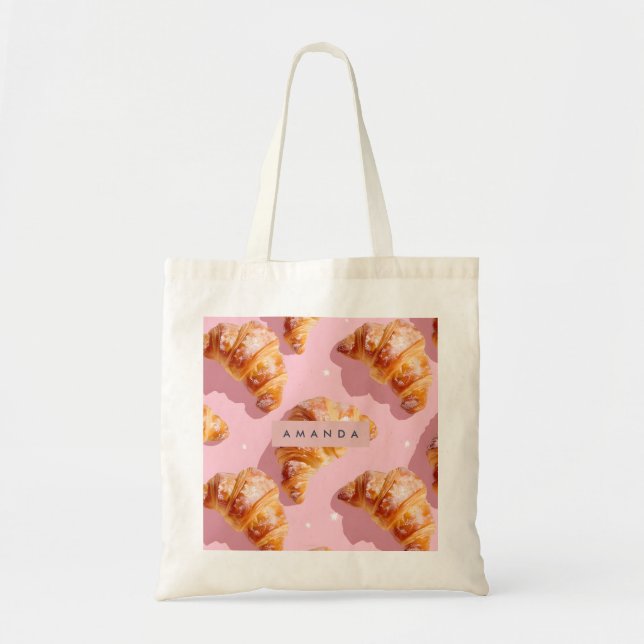 Personalized Charming Croissant Delight Tote Bag (Front)