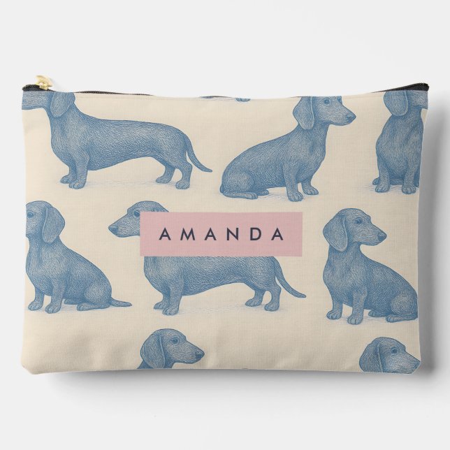 Personalized Charming Elegant Dachshund Pattern Accessory Pouch (Front)