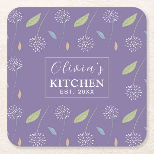 Personalized Charming Floral Wallpaper Square Paper Coaster