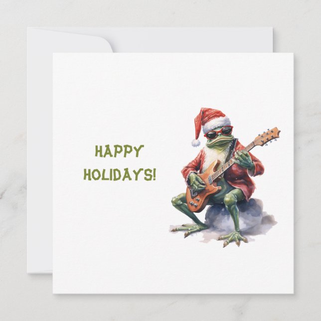 Personalized Charming Funny Christmas Frog Band  Holiday Card (Front)