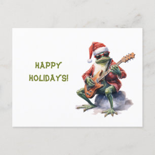 Personalized Charming Funny Christmas Frog Band Postcard