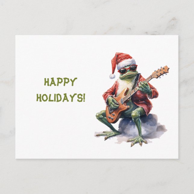 Personalized Charming Funny Christmas Frog Band  Postcard (Front)