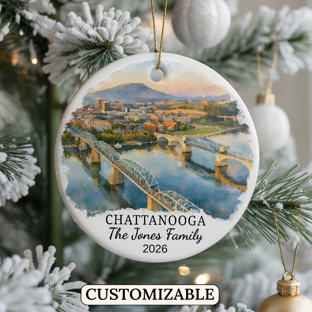 Personalized Chattanooga Ornament, Custom Tennesse Ceramic Ornament (Creator Uploaded)