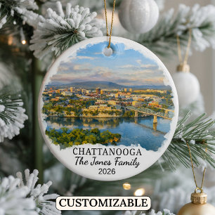 Personalized Chattanooga Ornament, Custom Tennesse Ceramic Ornament