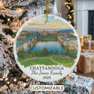 Personalized Chattanooga Ornament, Tennessee Ceramic Ornament