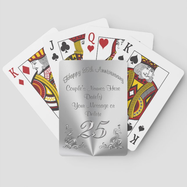 Personalized Cheap 25th Wedding Anniversary Gifts Playing Cards (Back)