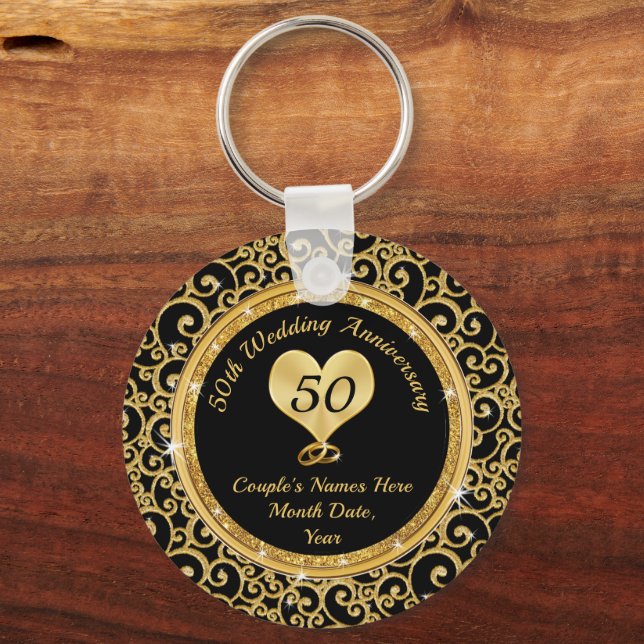 Personalized, Cheap 50th Anniversary Favours,  Keychain (Front)