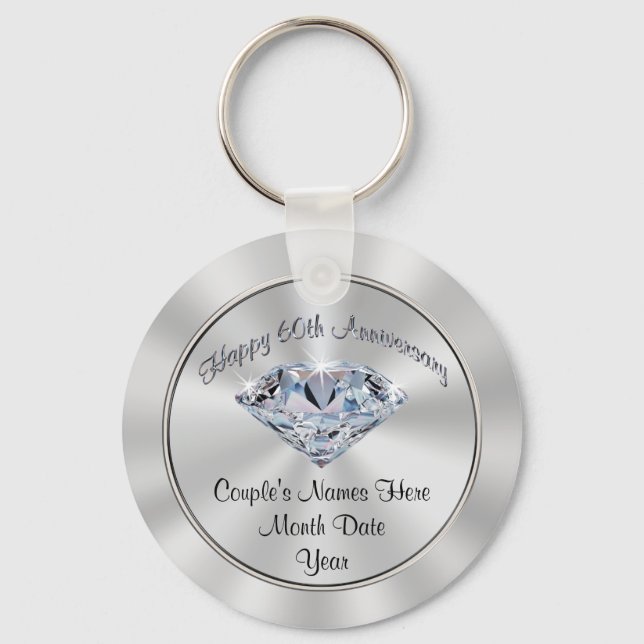 Personalized Cheap 60th Anniversary Party Favours Keychain (Front)