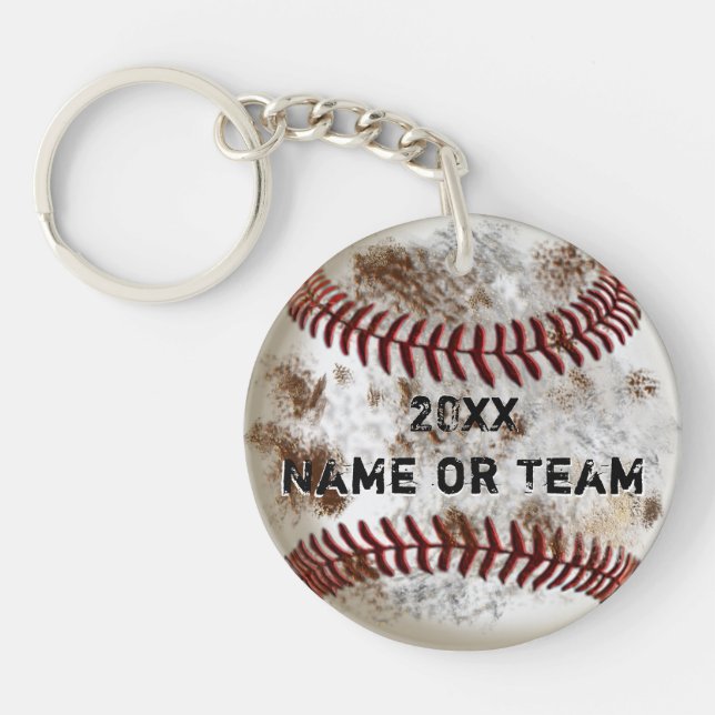 Personalized Cheap Baseball Team Gifts, Grunge Keychain (Front)