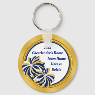 Personalized Cheap Cheerleader Gifts, Blue, Gold Keychain