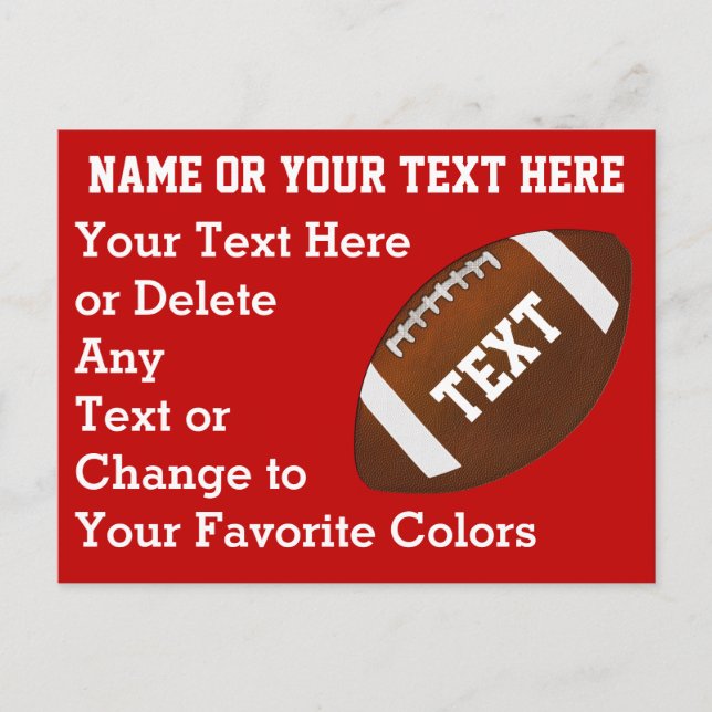 Personalized Cheap Football Invitations, Your TEXT Invitation Postcard (Front)