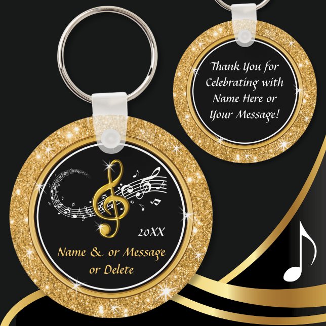 Personalized Cheap Music Themed Party Favors Keychain (Music themed birthday party. Music Note Favors. Music Themed Graduation. Musical Party Favors. )