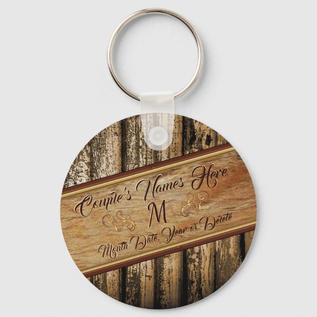 Personalized Cheap Rustic Wedding Party Favours Keychain (Front)