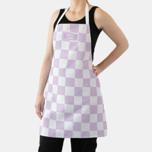 Personalized Checkered Sugar Plum Lavender Purple Apron