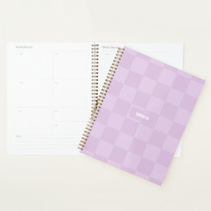 Personalized Checkered Sugar Plum Lavender Purple Planner