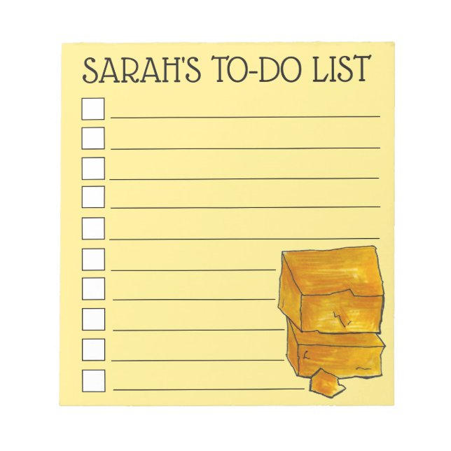 Personalized Cheddar Cheese Grocery To Do List Notepad (Front)