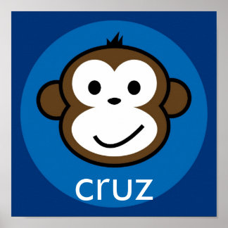 Personalized Cheeky Monkey [blue+navy] Poster
