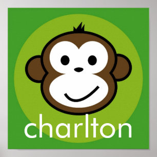 Personalized Cheeky Monkey [lime+green] Poster