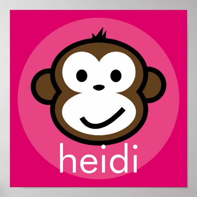 Personalized Cheeky Monkey [pink+hotpink] Poster (Front)