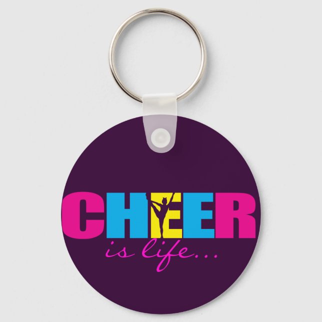 Personalized Cheer Cheerleading Purple Keychain (Front)