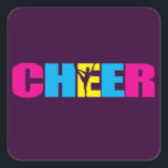 Personalized Cheer Cheerleading Purple Square Sticker<br><div class="desc">Customize your cheerleading product</div>