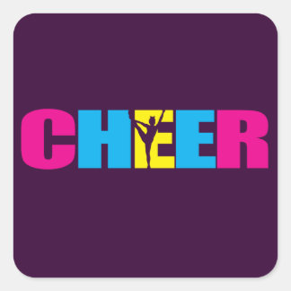 Personalized Cheer Cheerleading Purple Square Sticker