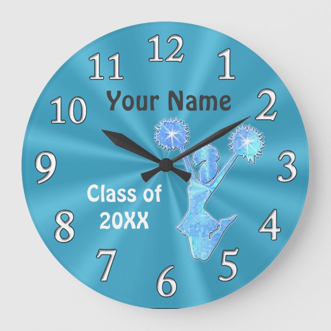 Personalized Cheer Clocks, Cheerleading Room Decor Large Clock (Front)