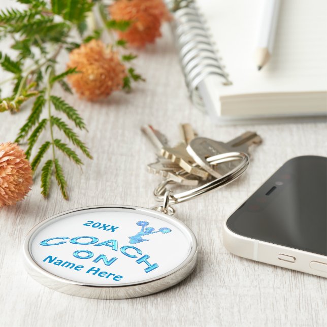 Personalized Cheer Coach Gifts Ideas w/ COACH NAME Keychain (Side)