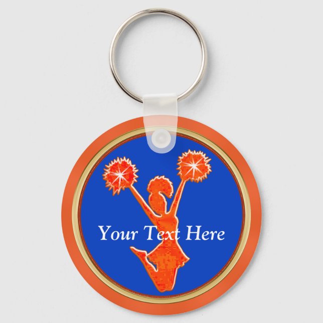 Personalized Cheer Keychains Orange and Your COLOR (Front)