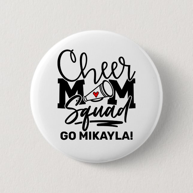 Personalized Cheer Mom Squad 2 Inch Round Button (Front)