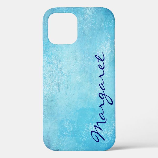 Personalized Cheerful Blue Watercolor Case-Mate iPhone Case (Back)