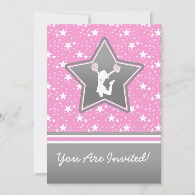 Personalized Cheerleader Among the Stars Invitation (Front)
