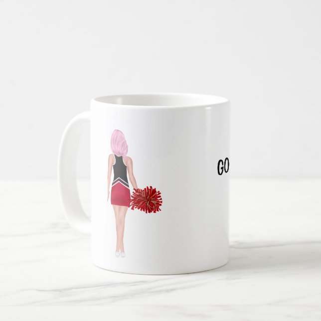 Personalized Cheerleader with pink hair Coffee Mug (Front Left)
