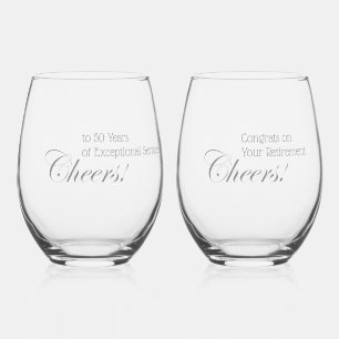 Personalized Cheers! Retirement Professional Grey Stemless Wine Glass