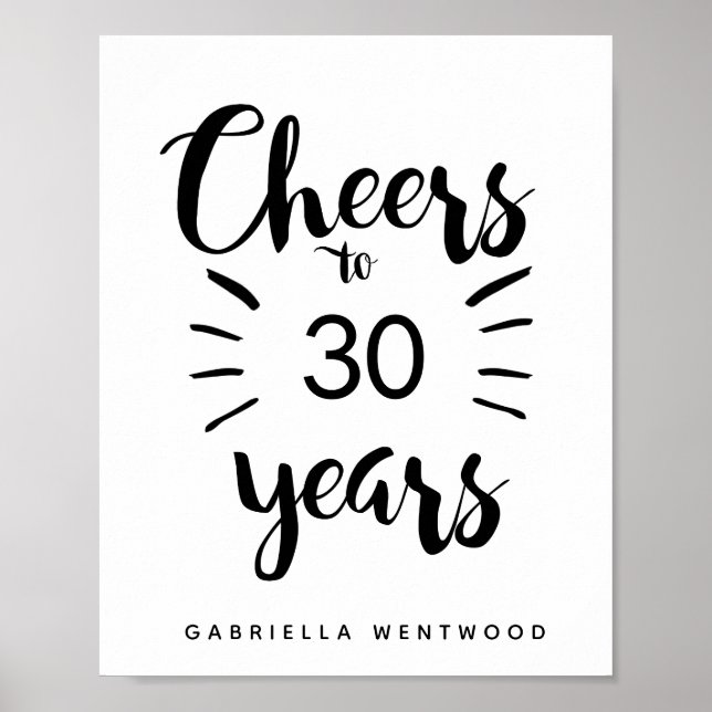 Personalized Cheers to 30 Years Poster (Front)