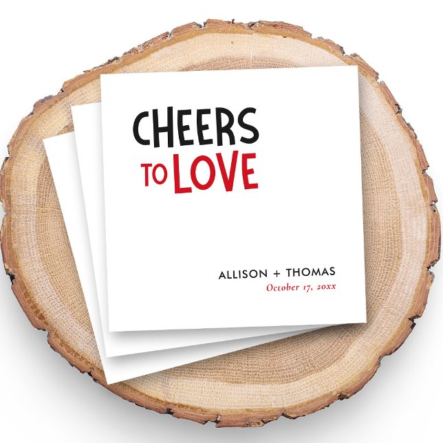 Personalized Cheers to Love Wedding Cocktail Napkin (Creator Uploaded)