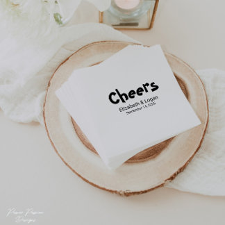 Personalized Cheers Wedding Cocktail Napkin