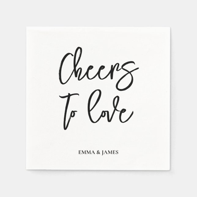 Personalized Cheers Wedding Rustic Hand lettering  Napkin (Front)