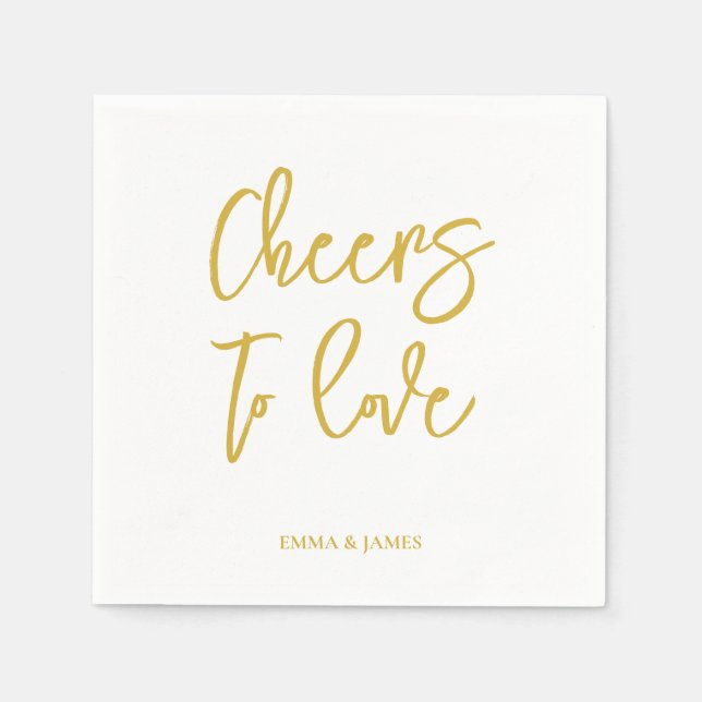 Personalized Cheers Wedding Rustic Hand lettering  Napkin (Front)