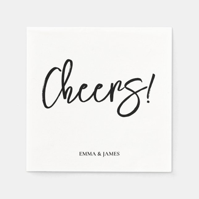 Personalized Cheers Wedding Rustic Hand lettering  Napkin (Front)