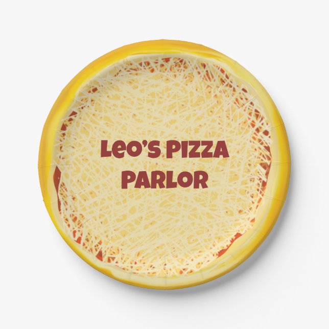Personalized Cheese Pizza Parlour Pizzeria Party Paper Plate (Front)