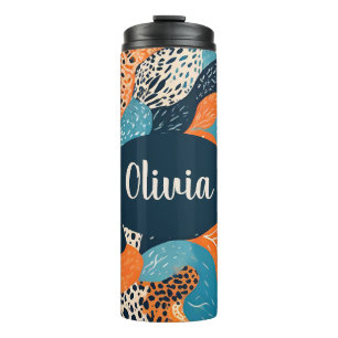 Personalized Cheetah and Abstract Print Thermal Tumbler