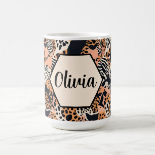 Personalized Cheetah and Zebra Print Coffee Mug
