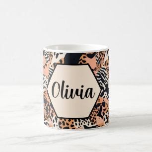 Personalized Cheetah and Zebra Print Coffee Mug